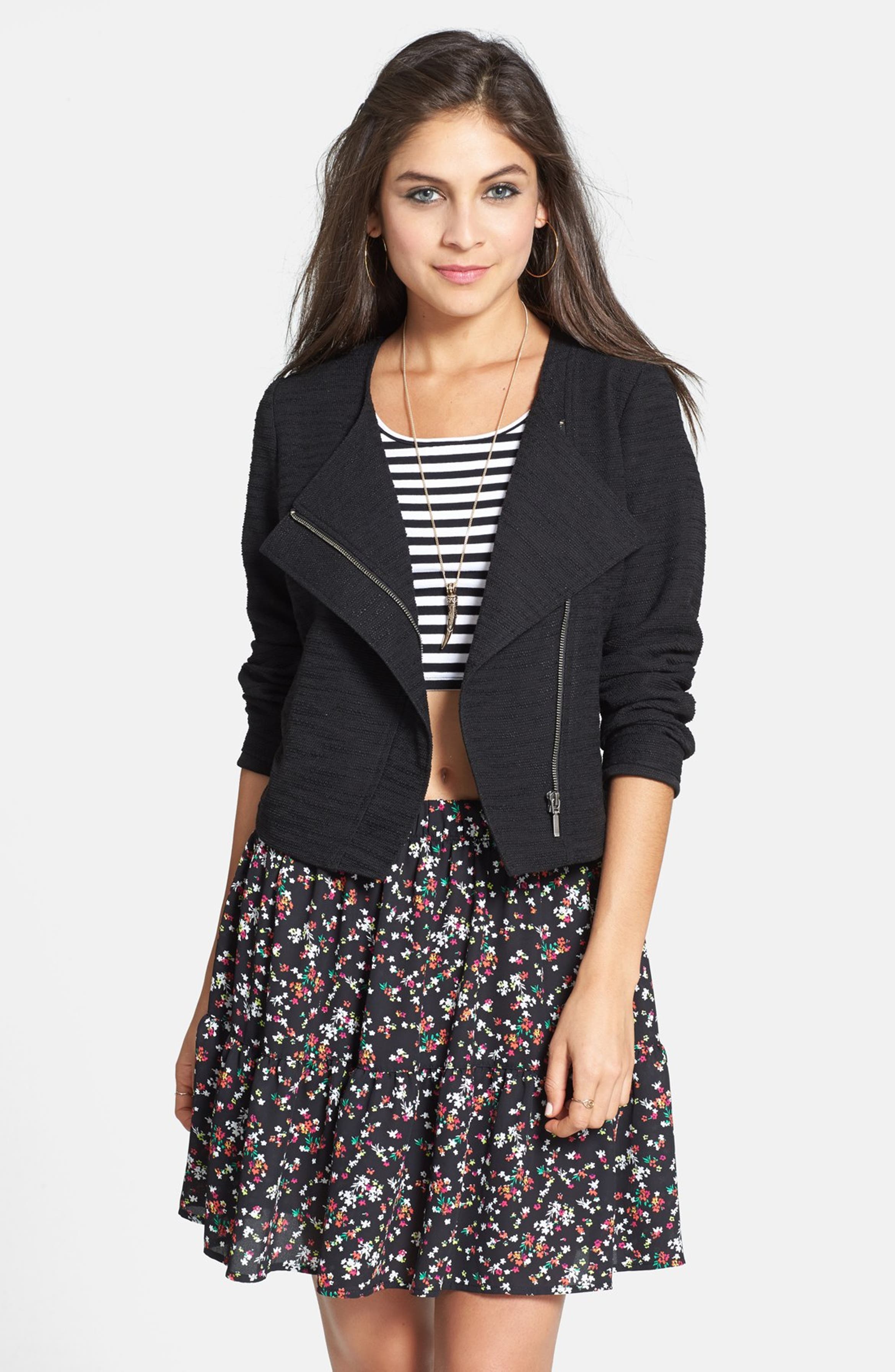 Stoosh Textured Moto Jacket (Juniors) | Nordstrom