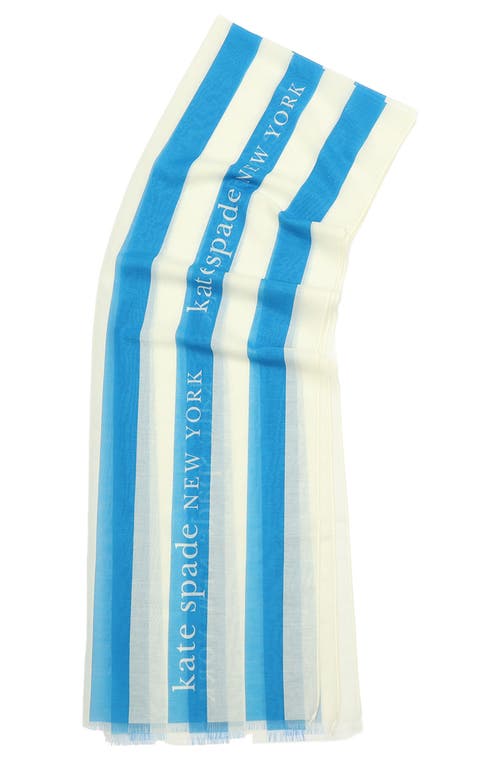 Shop Kate Spade New York Awning Stripe Scarf In Shaker Blue