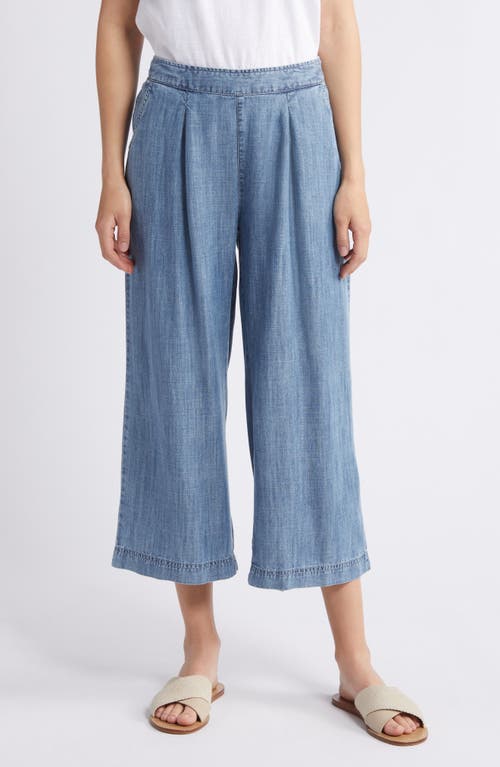 Crop Wide Leg Chambray Pants in Blue
