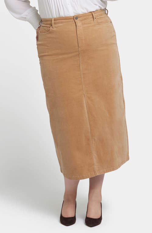 Shop Nydj High Waist Slit Front Corduroy Maxi Skirt In Sand Dune