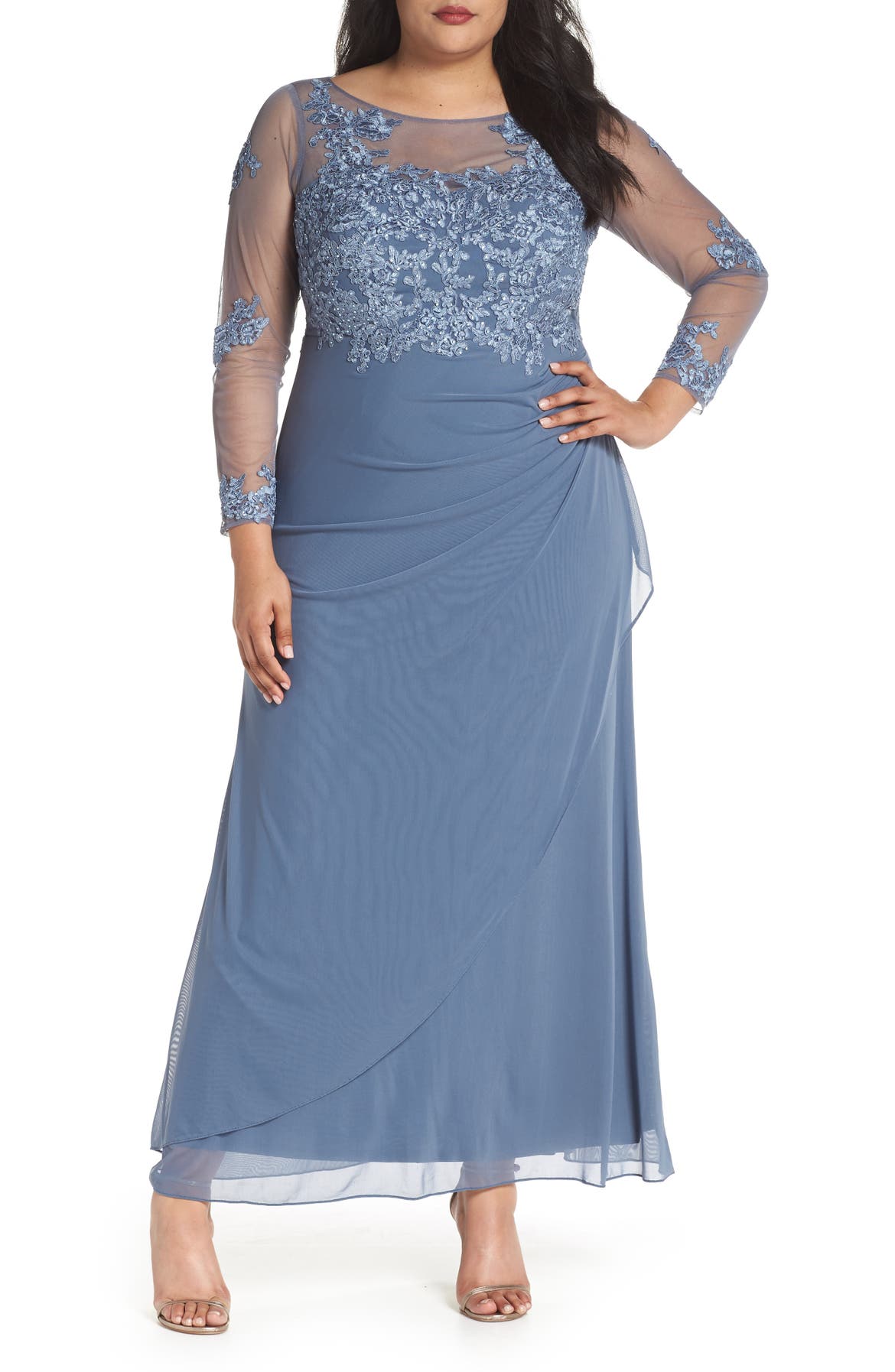 Decode 1.8 Embroidered Illusion Lace Gown (Plus Size) | Nordstrom