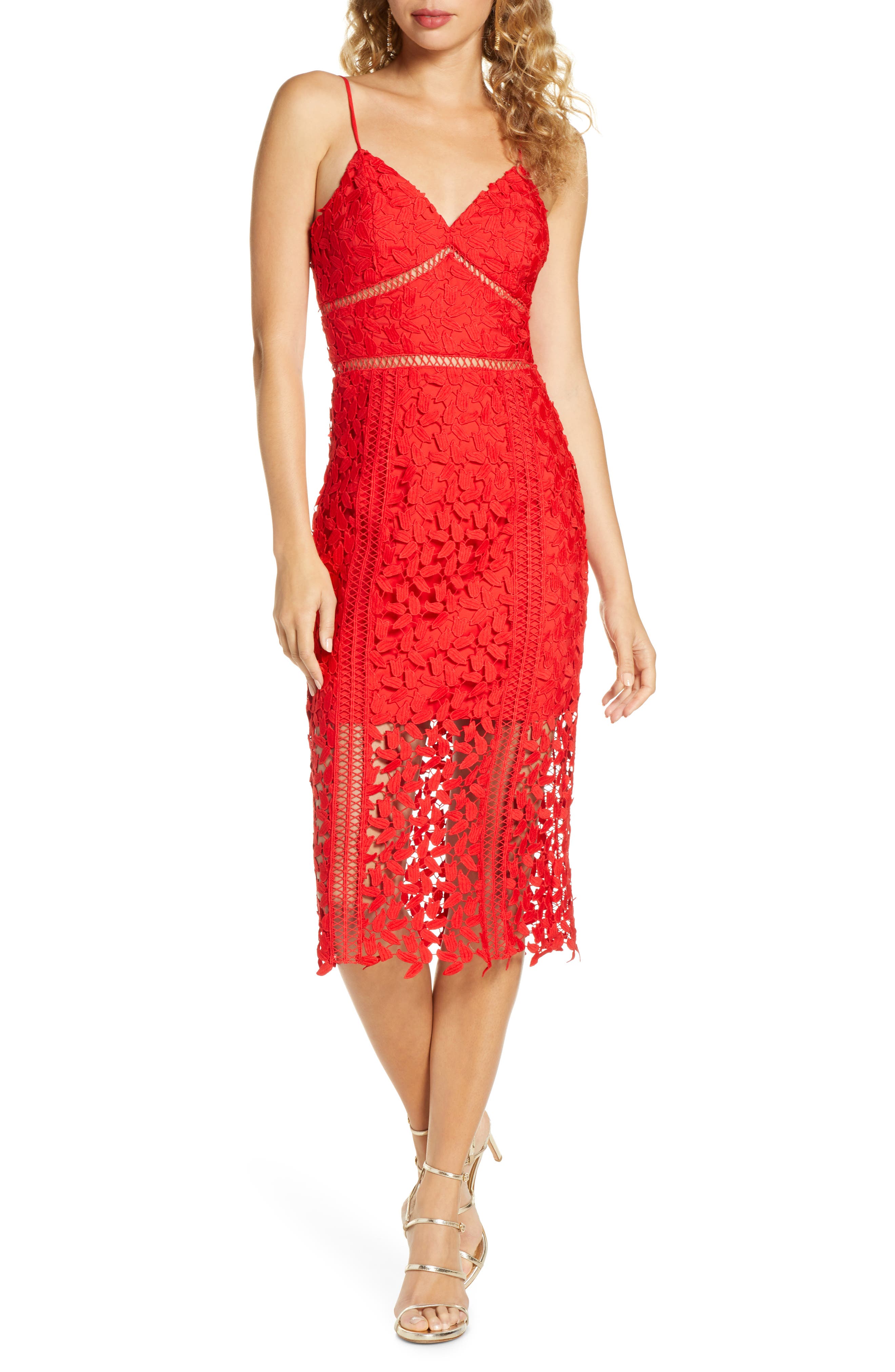 nordstrom red lace dress