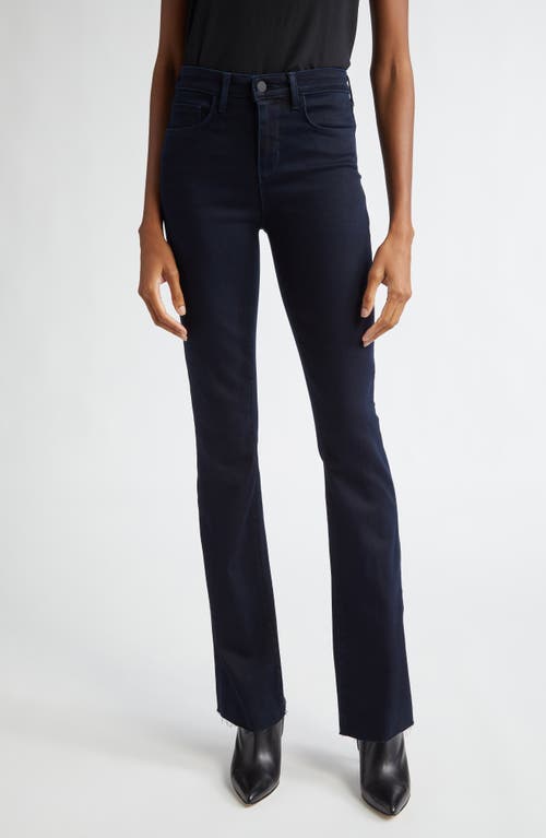 L'agence Ruth Coated High Waist Raw Hem Straight Leg Jeans In Metro Coated