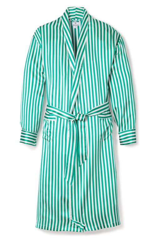 Petite Plume Stripe Mulberry Silk Robe Green at Nordstrom,