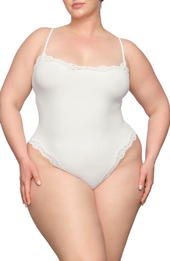 Elegant White Lace Bodysuit - Size XS