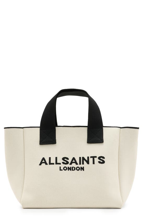 Shop Allsaints Mini Izzy Recycled Polyester Tote In Desert White