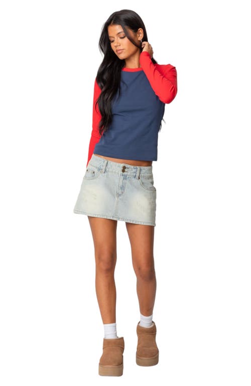 Shop Edikted Tommi Stretch Cotton Baseball T-shirt In Navy-and-red