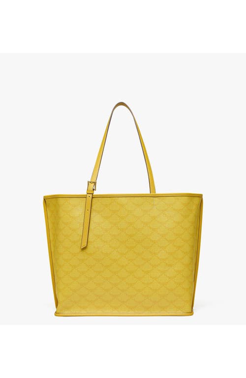 Mcm Printed Canvas Shopping Bag In Lemon Gold