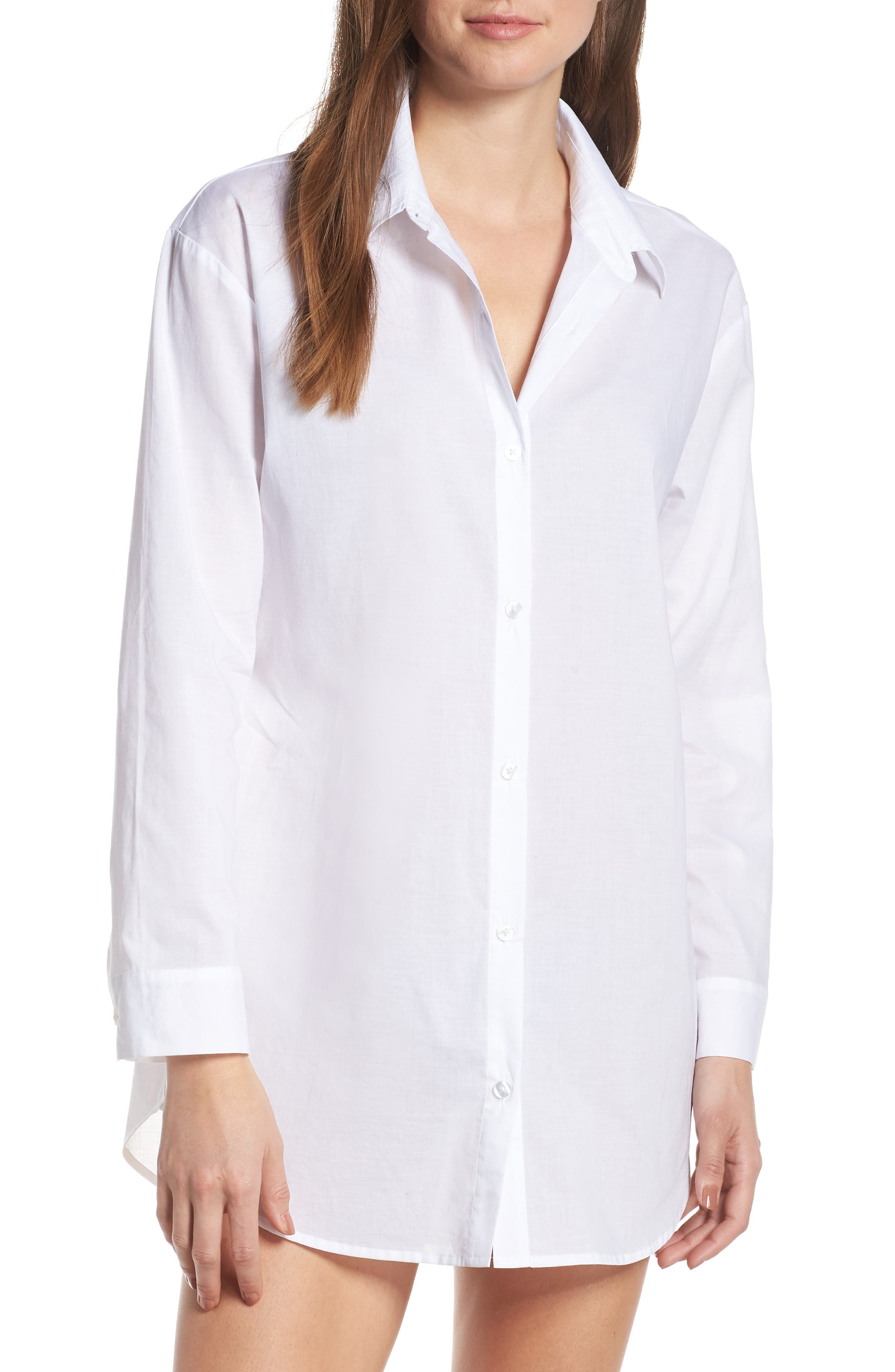 Something Navy Cotton Nightshirt, White (Nordstrom Exclusive)