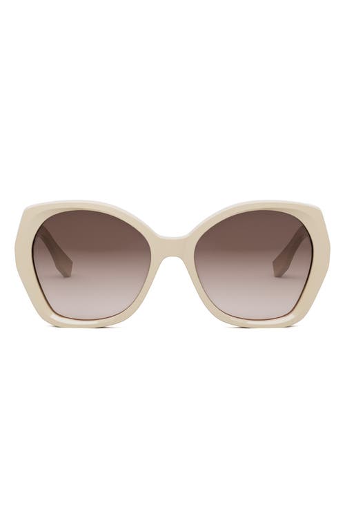 Fendi The  Lettering 57mm Gradient Butterfly Sunglasses In Shiny Beige/gradient Brown