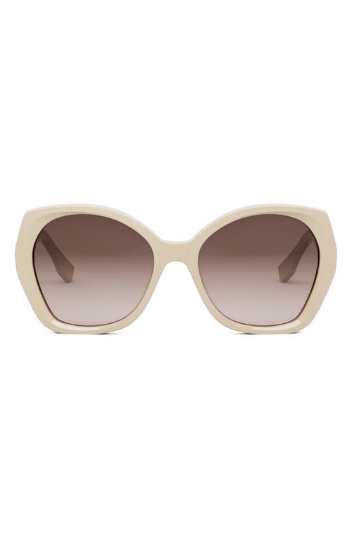 'Fendi Lettering 57mm Gradient Butterfly Sunglasses in Shiny Beige /Gradient Brown at Nordstrom