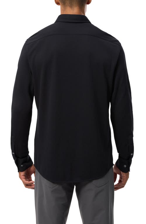 Shop Psycho Bunny Austin Piqué Knit Button-up Shirt In Black