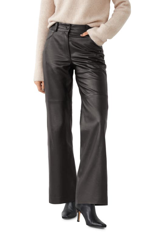 & Other Stories Straight Leg Leather Trousers in Black