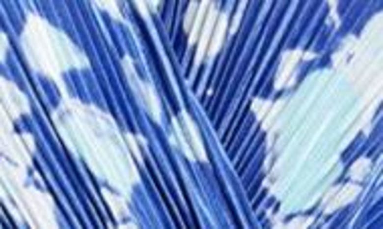 Shop Chelsea28 Flutter Sleeve Plissé Midi Dress In Blue Marmara Fade Floral