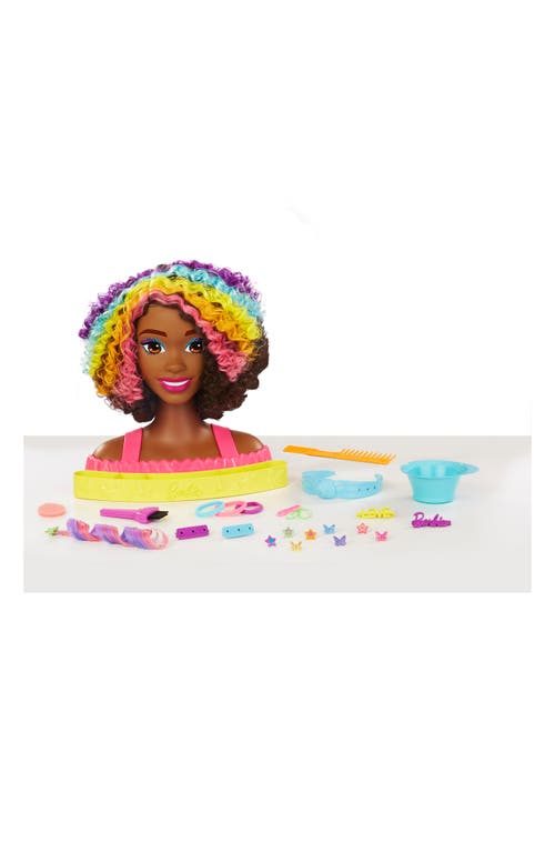 Mattel Barbie® Color Reveal Neon Rainbow Styling Head in Dark Brown Hair 