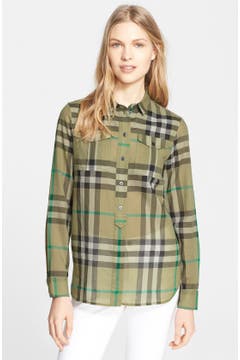 Burberry Brit Woven Check Tunic Shirt | Nordstrom