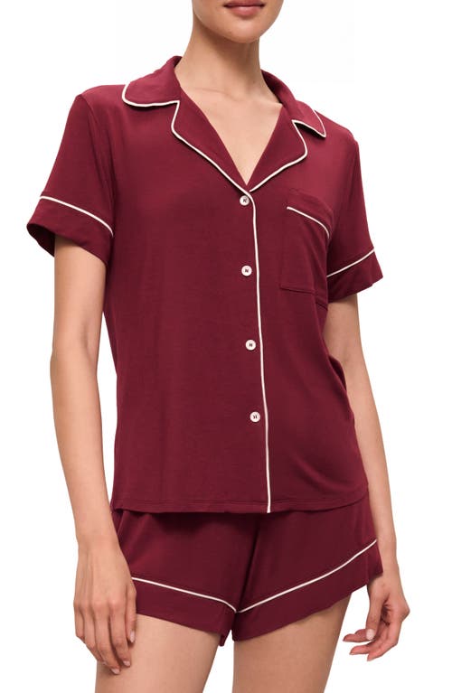 Shop Eberjey Gisele Relaxed Jersey Knit Short Pajamas In Cabernet/ivory