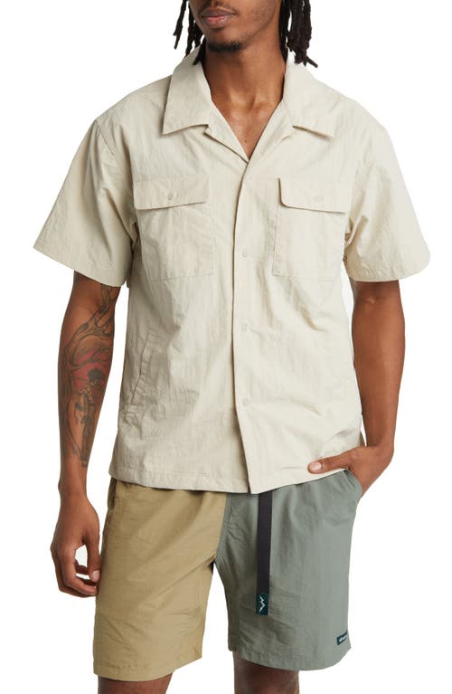 Carbon Short Sleeve Button-Up Camp Shirt in Bone