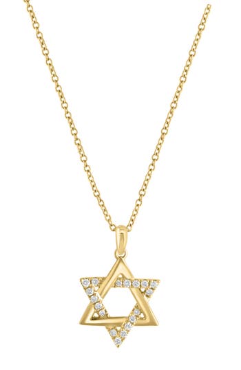 Effy 14k Yellow Gold Diamond Star Of David Pendant Necklace In Gold