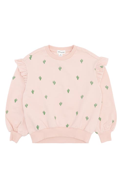MILES THE LABEL Kids' Cactus Print Stretch Organic Cotton Sweatshirt in 401 Light Pink