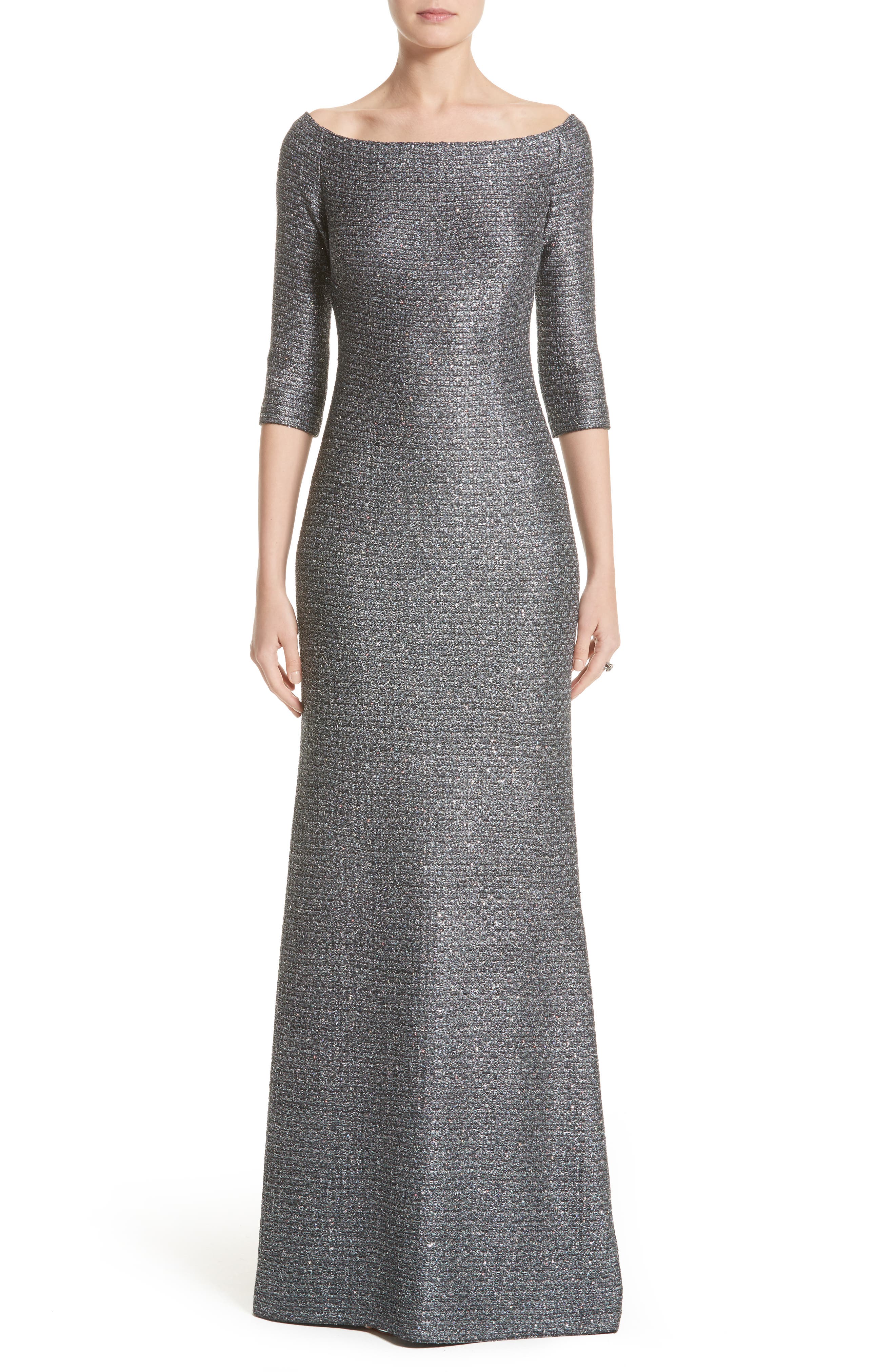 St. John Collection Sequin Knit Off the Shoulder Gown Nordstrom
