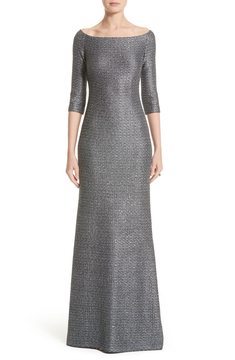 St. John Collection Sequin Knit Off the Shoulder Gown Nordstrom