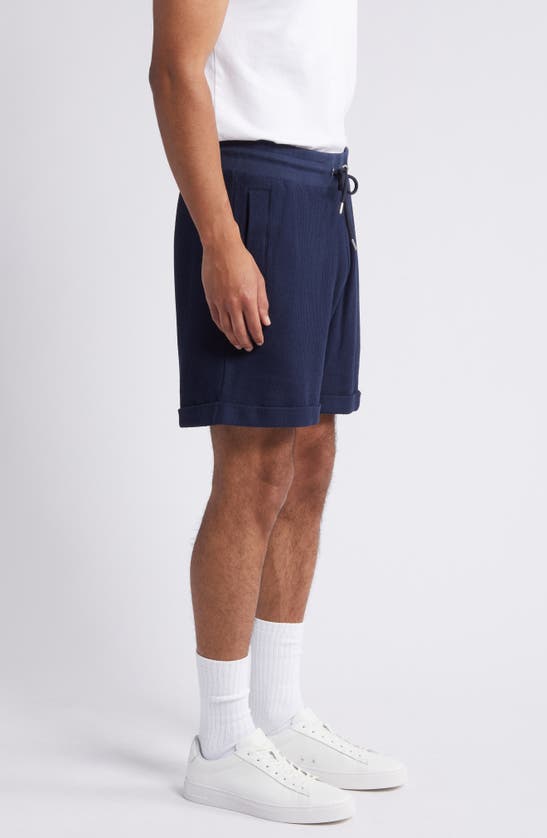 Shop Hugo Boss Boss Lasdun Cotton Gauze Drawstring Shorts In Dark Blue