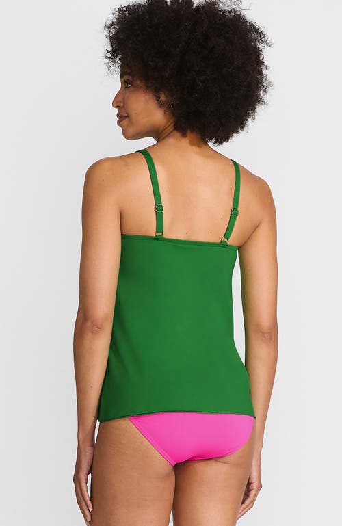 Lands' End Chlorine Resistant Tulip Hem Tankini Swimsuit Top In Fresh Grass