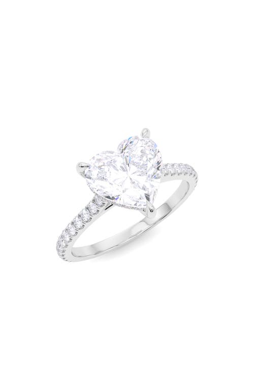 Hautecarat Heart Cut & Pavé Lab Created Diamond 18k Gold Ring In 18k White Gold