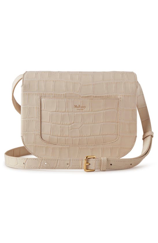 Shop Mulberry Pimlico Shiny Croc Embossed Leather Satchel In Eggshell