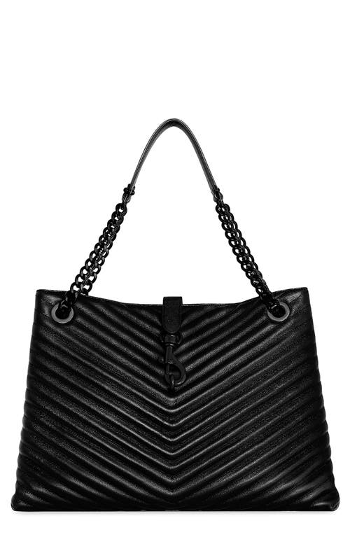 Edie Quilted Leather Tote in Black
