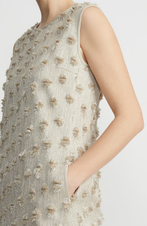 Shop Lafayette 148 New York Clip Dot Jacquard Sleeveless Shift Dress In Plaster Iridescent