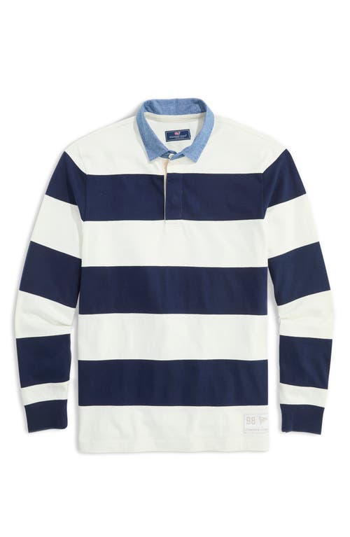 Vineyard Vines Pieced Stripe Organic Cotton Rugby Shirt In Marshmallow