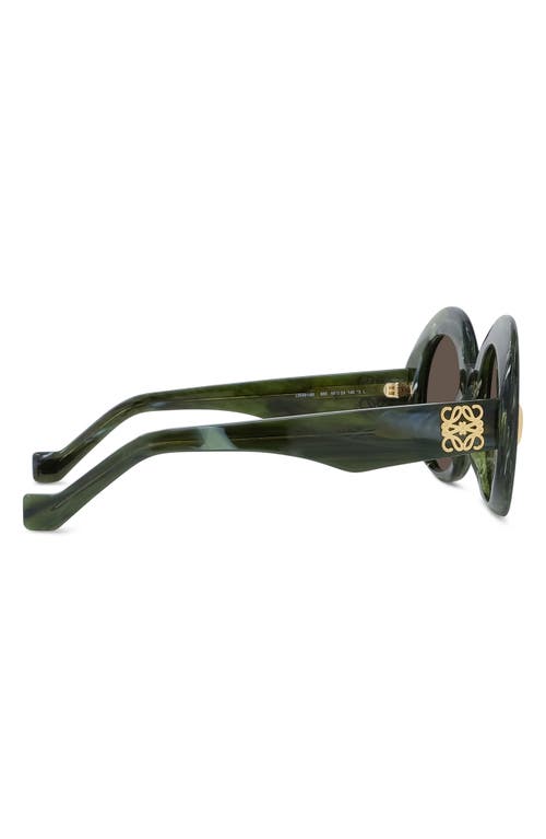 Loewe Anagram 50mm Oval Sunglasses In Shiny Dark Green/brown