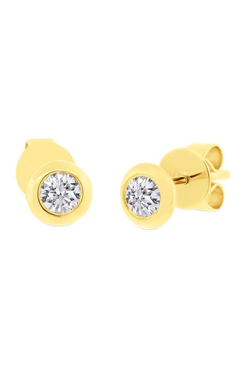 14K Yellow Gold Bezel Set Diamond Stud Earrings - 0.22 ctw