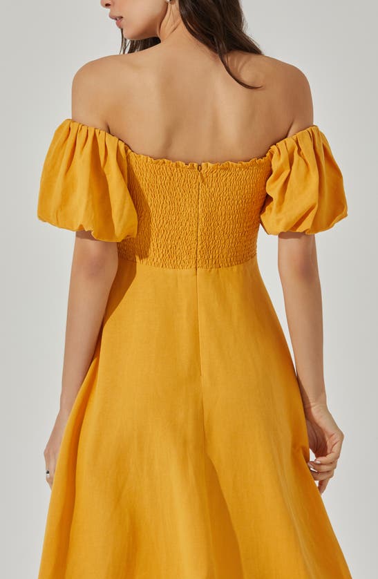 Shop Astr The Label Off The Shoulder A-line Dress In Golden