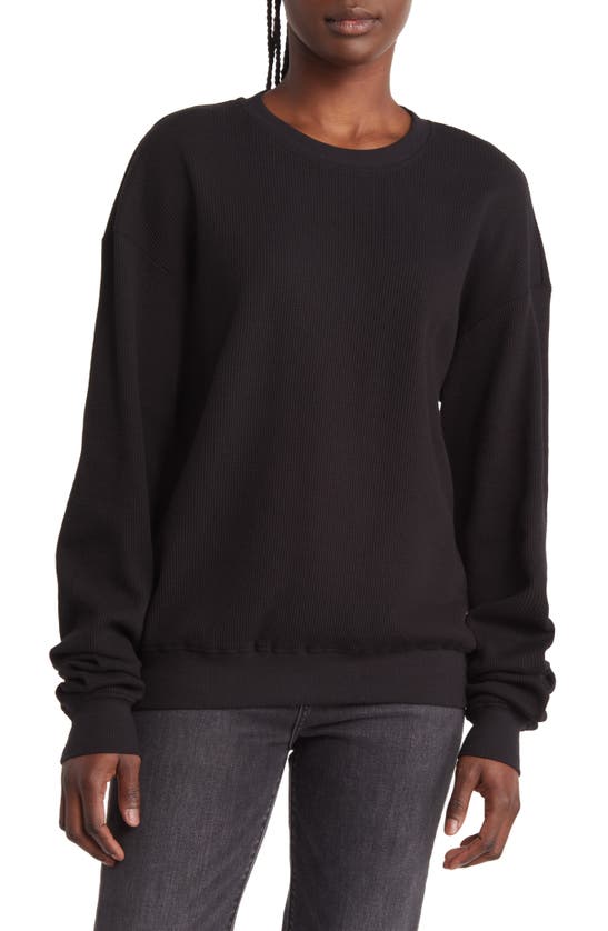 Good American Thermal Boyfriend Sweatshirt In Black001