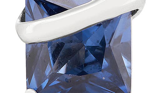 Fzn Sterling Silver Square Stone Stud Earrings In Sapphire