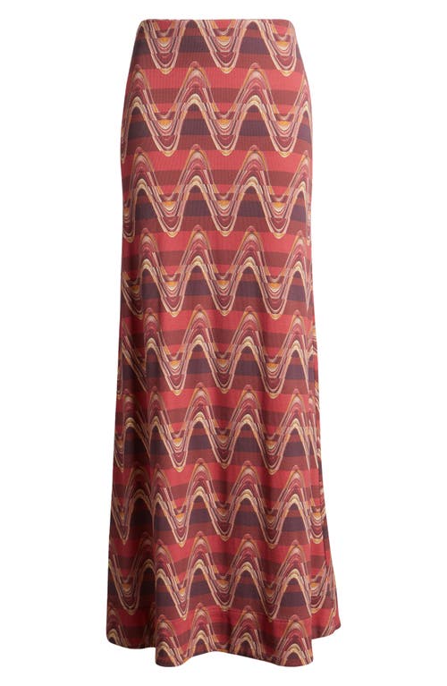 Shop Faithfull The Brand Elina Stripe Cotton Jersey Maxi Skirt In Ripple Wine