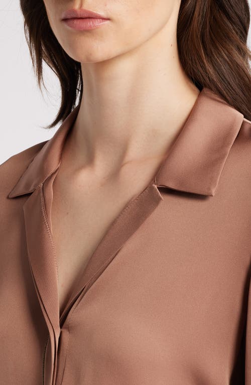 Shop Kobi Halperin Stretch Silk Button-up Shirt In Sepia