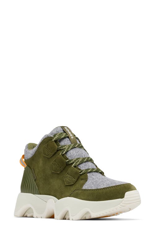 Sorel Kinetic Impact Caribou Plus Waterproof Sneaker Bootie In Utility Green/light Aloe