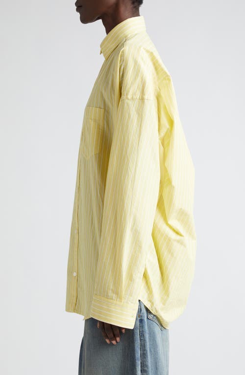 Shop Balenciaga Stripe Cocoon Poplin Button-up Shirt In Light Yellow/white