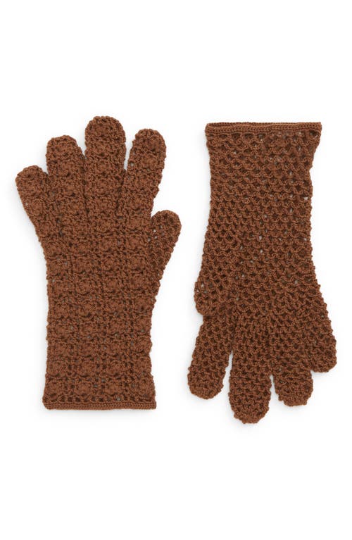 Hand Crochet Merino Wool Gloves in Heather Taupe