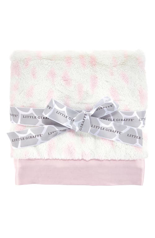 Little Giraffe Luxe Deer Faux Fur Baby Blanket in Pink 