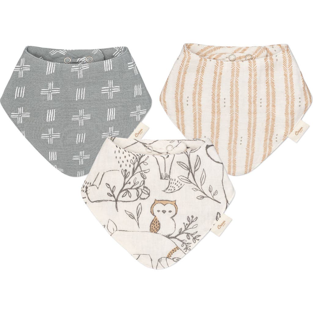 CRANE BABY CRANE BABY 3-PACK COTTON MUSLIN BANDANA BABY BIBS