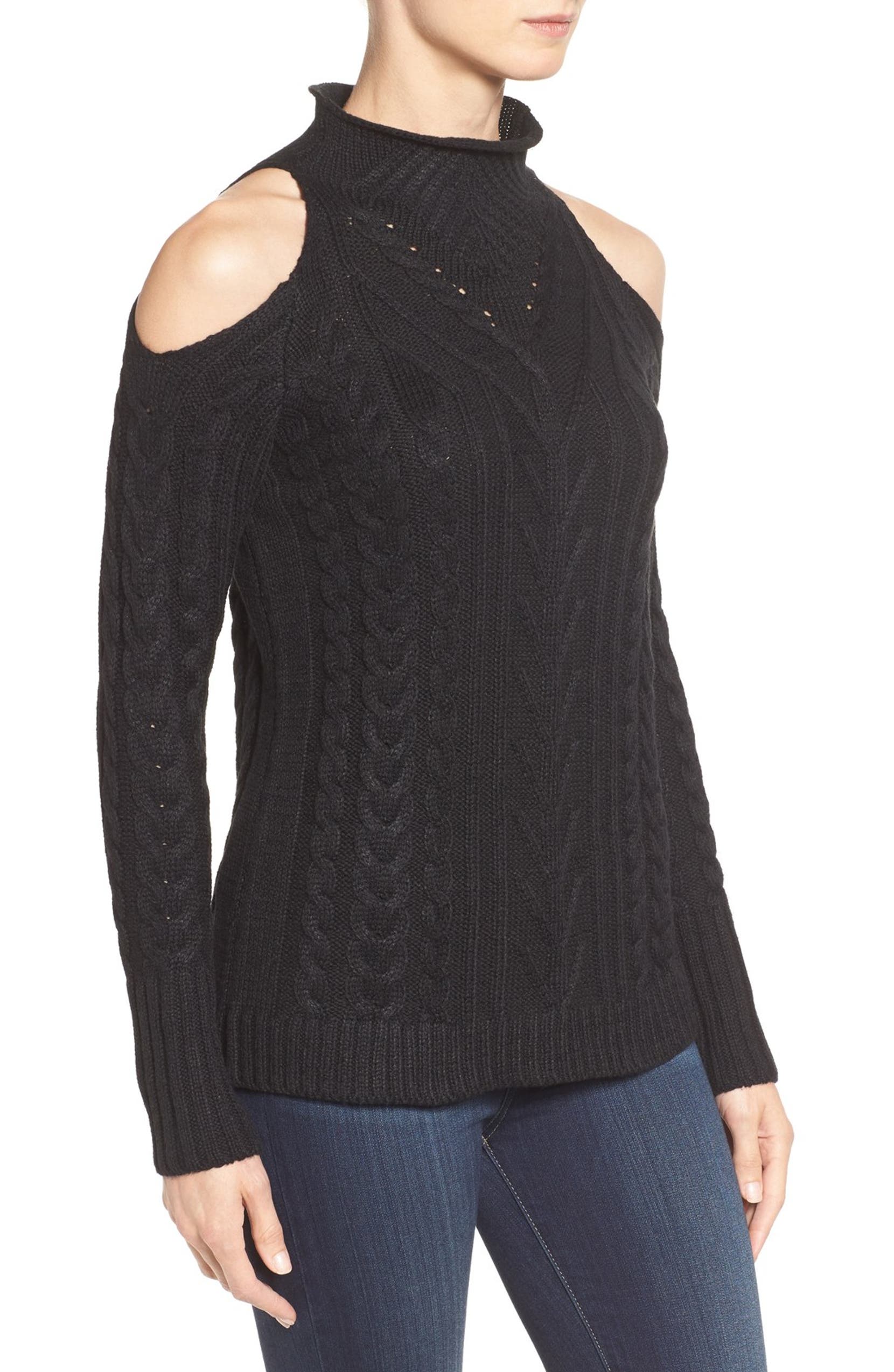 Cold Shoulder Cable Knit Sweater Cold Shoulder Cable Knit Sweater