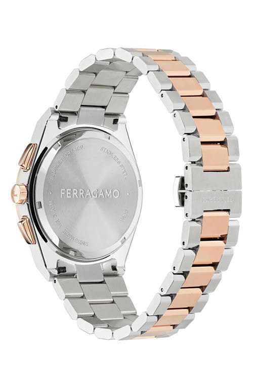 Shop Ferragamo Vega Upper East Bracelet Chronograph Watch, 42mm In Two Tone