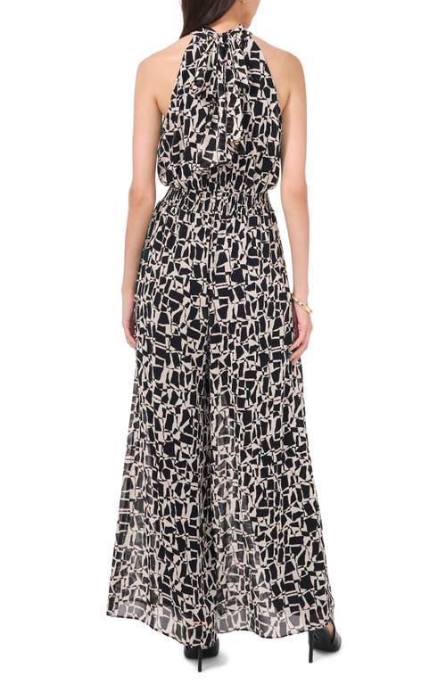 Shop Vince Camuto Geo Print Sleeveless Jumpsuit In Rich Black