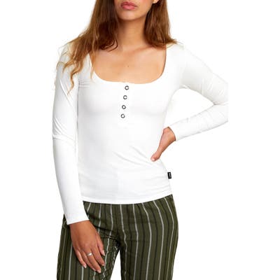 Rvca Guarded Long Sleeve Henley Top, Ivory