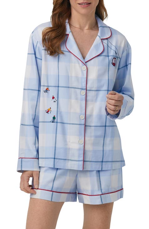 Holiday Print Cotton Flannel Short Pajamas